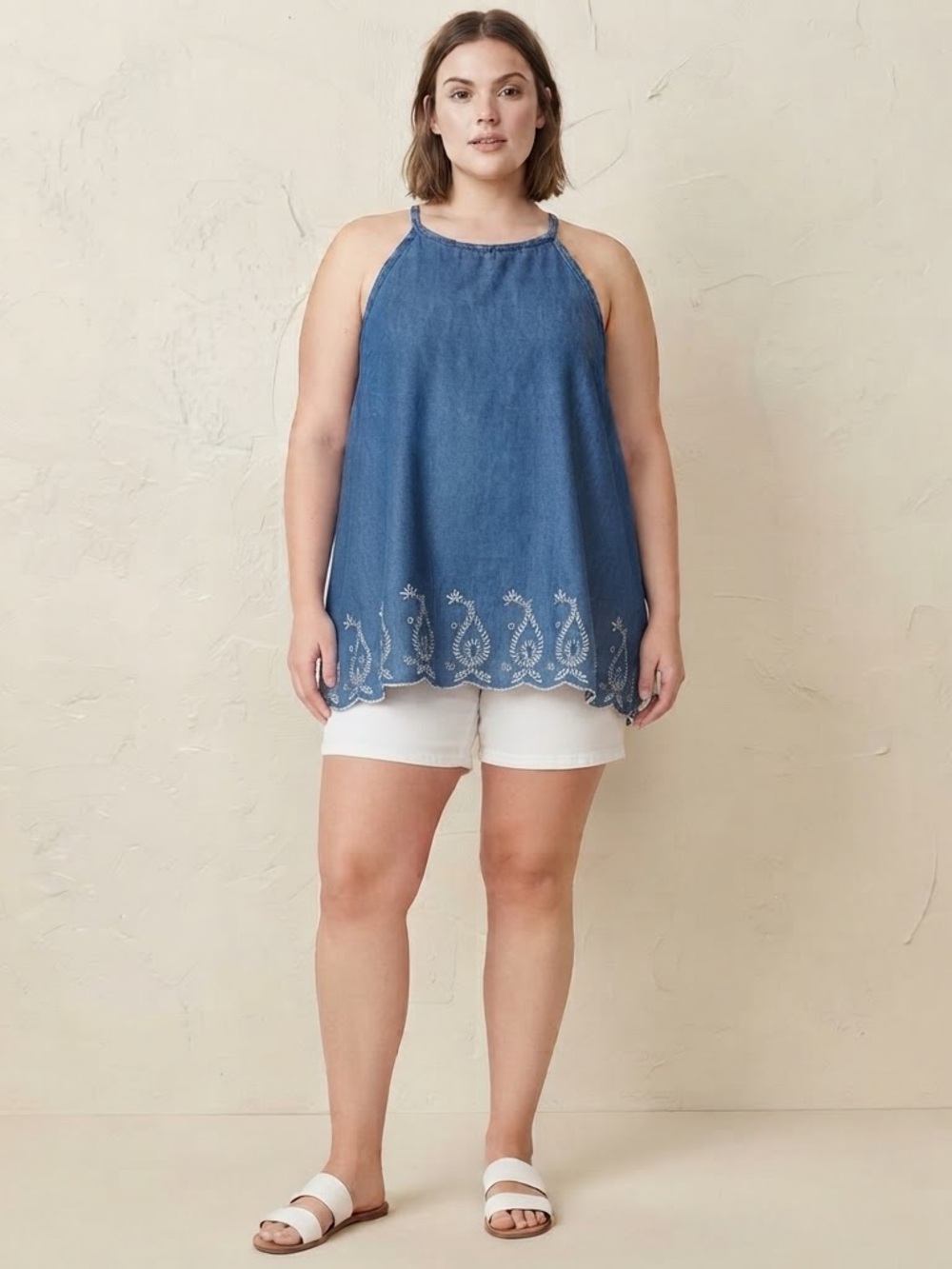 Xhilaration Blue Sleeveless High-Neck Tunic Top Shirt/Long Shirt - Size XL Wome